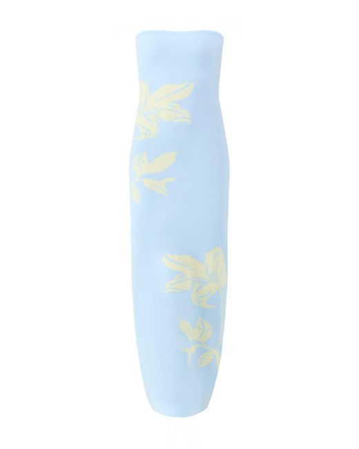 Pretty Lavish Blue Milena Floral Bandeau Dress Lemon