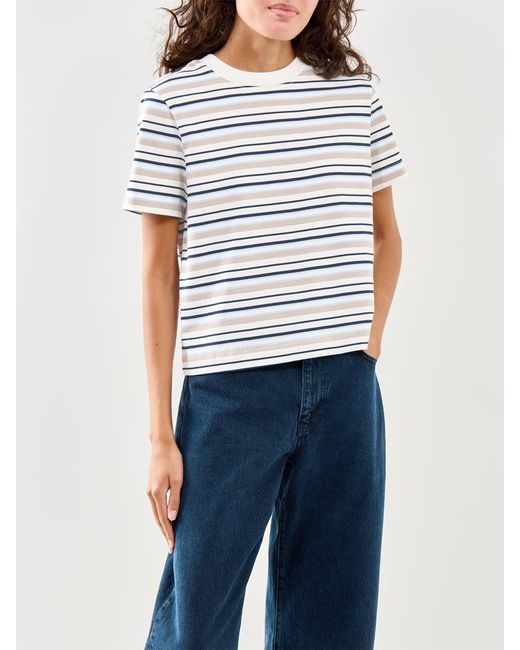 SELECTED Blue Essential Striped Boxy T-Shirt