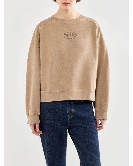 Ganni Natural Essential Isoli Washed Effect Crewneck