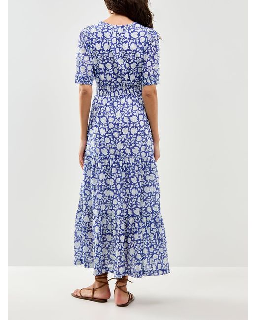 Aspiga Blue Billie Block Print Dress Hibiscus Print