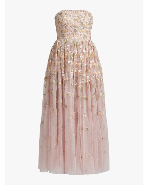 Needle & Thread Pink Women's Wildflower Ditsy Strapless Gown