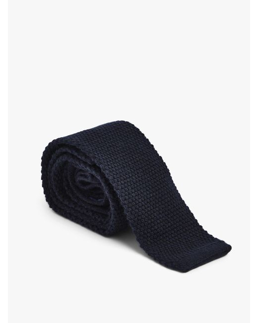 Drake's Blue Men's Bryan Ferry Plain Cashmere Knitted Tie for men