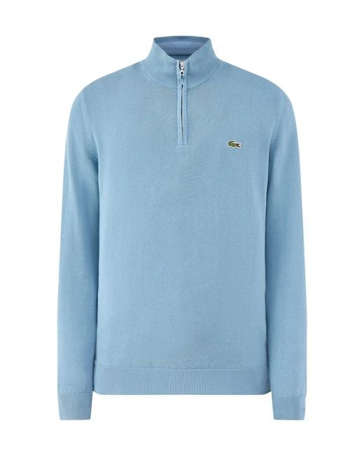 Lacoste Blue Half Zip Knit Jumper for men