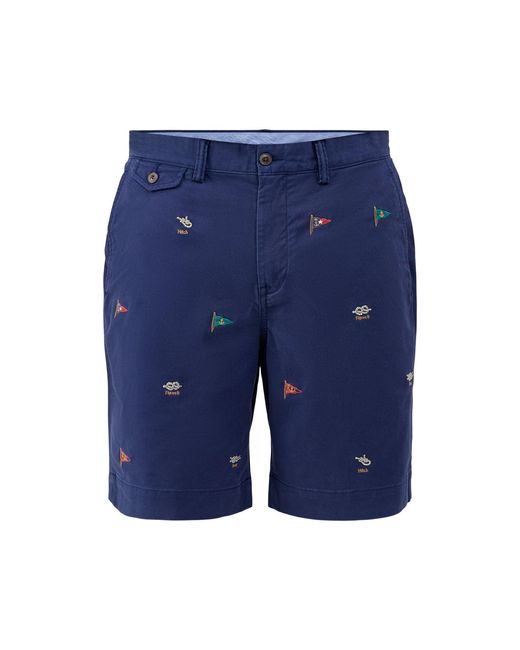 Polo Ralph Lauren Blue Embroidered Flag Shorts for men
