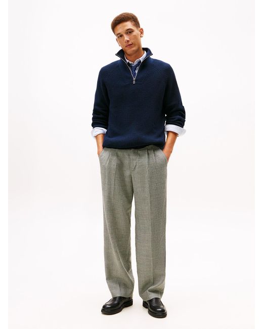 Tommy Hilfiger Blue Fisherman Rib-Knit Relaxed Jumper for men