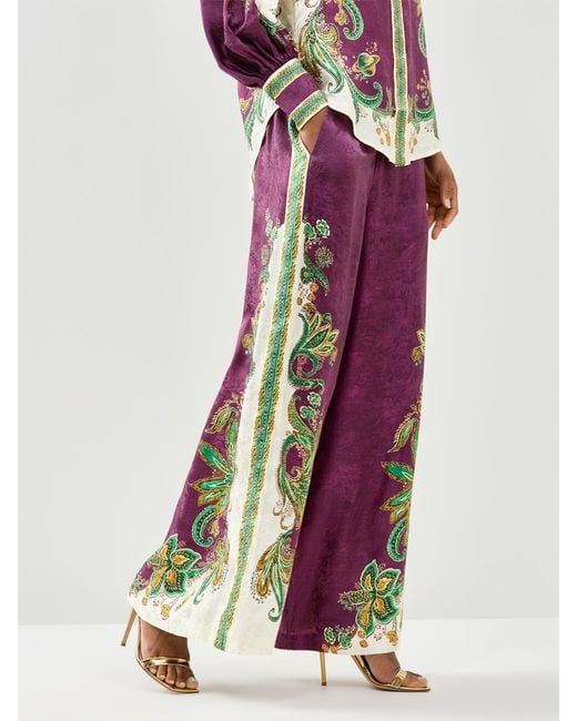 ALÉMAIS Purple Ruthie Wide Leg Trousers, Viscose