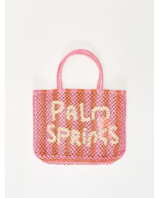 The Jacksons Pink Small Palm Springs Raffia Tote Bag