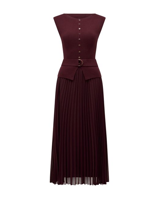 strapless open back dress Clover Print Plum Pleated Tank Top One Size / Skirt main image 1
