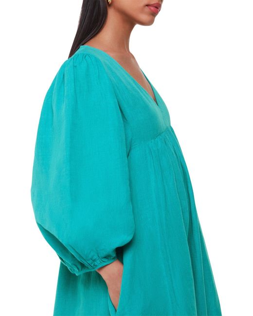 Whistles Blue Women's Gloria Linen Blend Dress