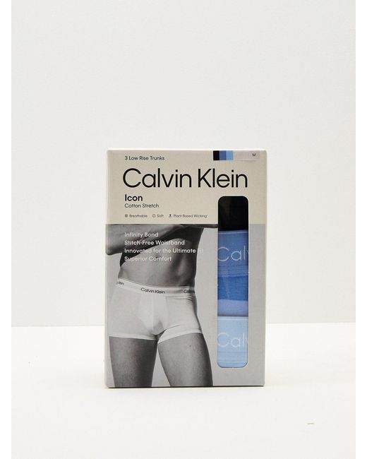 Calvin Klein Blue Icon Stretch Underwear 3Pk Multi for men