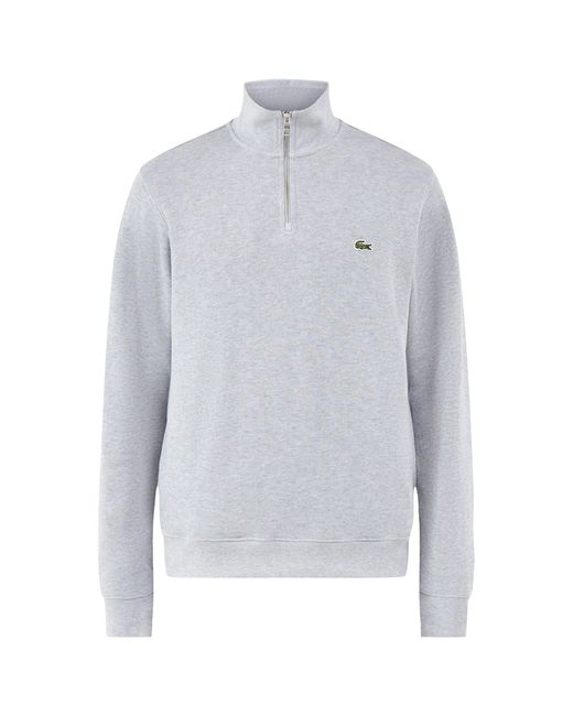 Lacoste White Zip Collar Sweatshirt for men