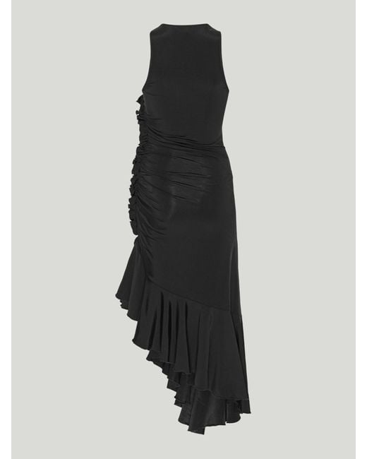 ROTATE BIRGER CHRISTENSEN Black Women's Slinky Asymmetric Dress