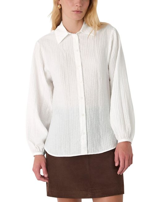 Whistles White Textured Relaxed Shirt