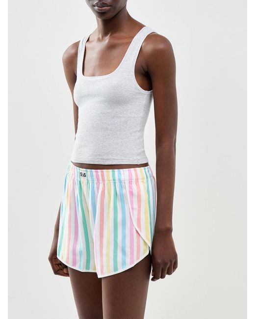 Stripe & Stare White Ecovero Pyjama Shorts Stripe Print