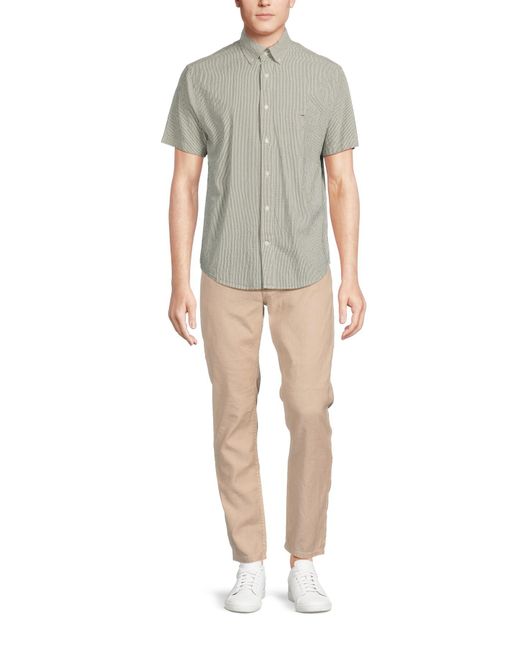 Gant Gray Men's Seersucker Stripe Short Sleeve Shirt for men