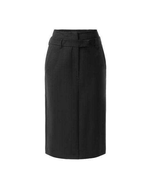 Sportmax Black Women's Alceste Wool Midi Skirt