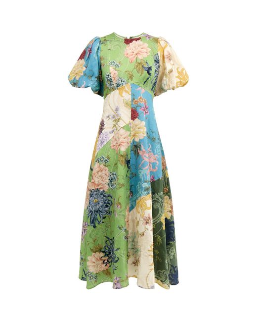ALÉMAIS Green Avery Spliced Midi Dress