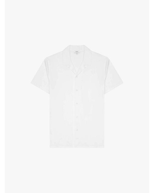 Reiss White Caspa Mercerised Jersey Cuban Collar Shirt for men