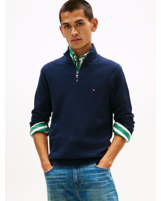 Tommy Hilfiger Blue Half-Zip Knit Jumper for men