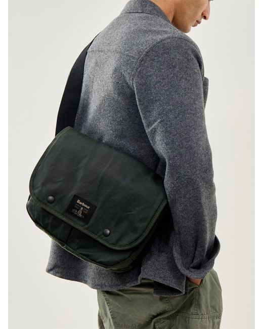 Barbour Gray Field Wax Riever Crossbody Bag Sage for men