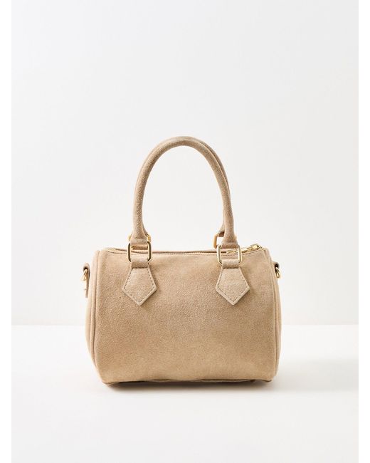 Marlon Black Bauletto Novo Small Suede Tote Bag Tan