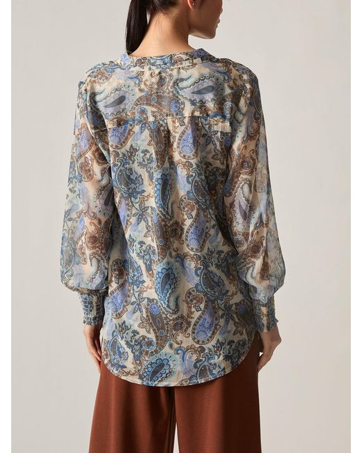 James Lakeland Blue Artistic Paisley Blouse, Polyester