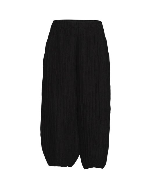 Grizas Black Silk Crinkle Trousers