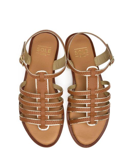 Sole White Demi Gladiator Sandals Tan