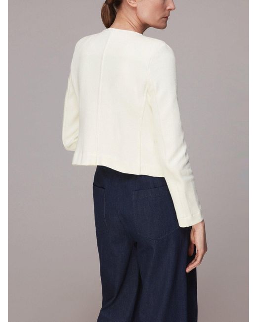 Whistles White Women's Collarless Jersey Jacket
