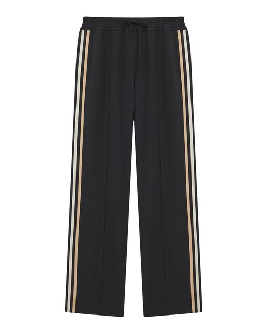 Reiss Black Odell Wide Wide Leg Pull On Trousers