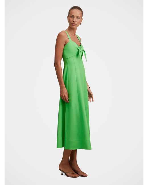 Forever New Green Kara Tie Front Midi Dress