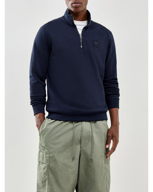 Belstaff Blue Curator Quarter Zip Sweatshirt for men