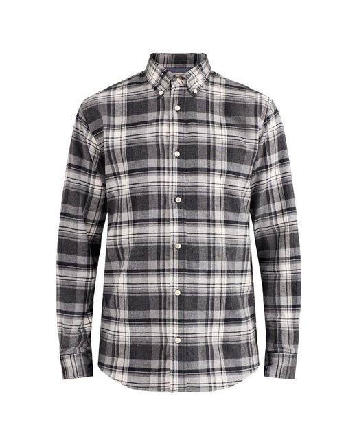 Jack & Jones Gray Flannel Long-Sleeve Shirt Check for men
