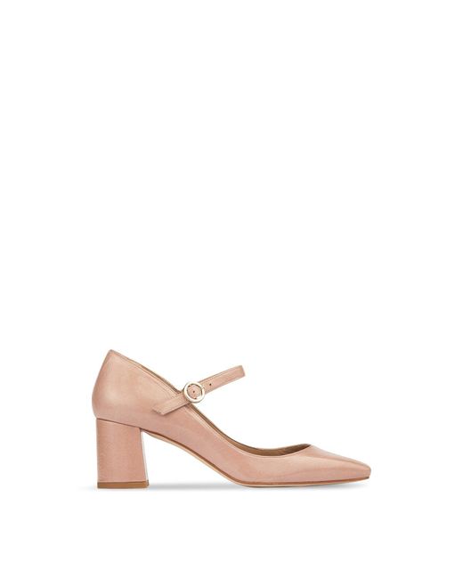 L.K.Bennett Pink Winter Carnation Mary Jane Block Heel
