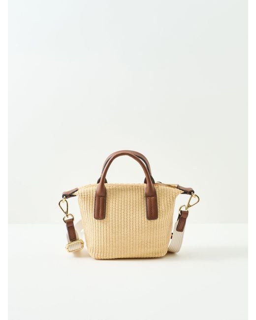 Tommy Hilfiger Natural Popette Mini Raffia Tote Bag Tan