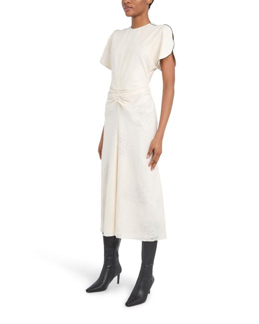 Victoria Beckham White Women's Gathered Waist Midi Dress In