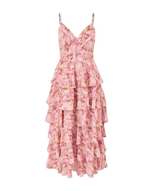 Pretty Lavish Pink Lissy Ruffle Midaxi Dress Berry