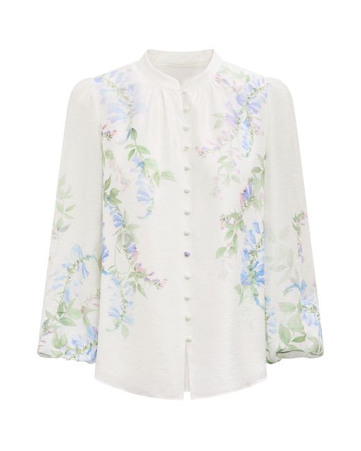 Forever New White Dove Floral Print Blouse