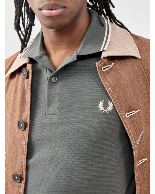 Fred Perry Gray Twin Tipped Polo Shirt for men