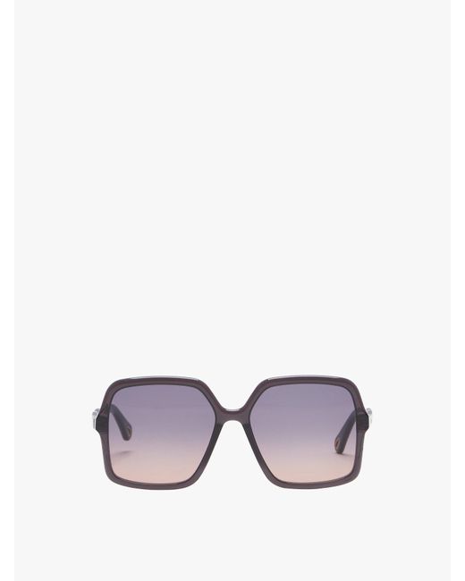 Chloé Zelie Square Bio Acetate Sunglasses In Metallic Lyst Uk