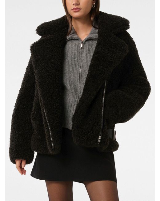 Forever New Black Women's Belle Faux Fur Aviator Jacket