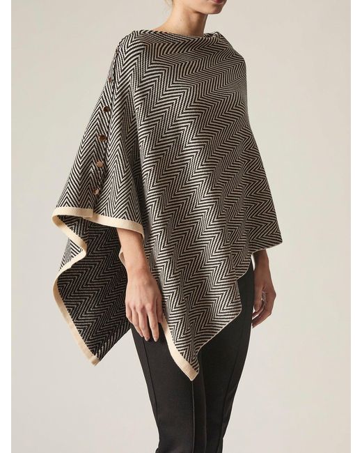James Lakeland Gray Chevron Button Poncho