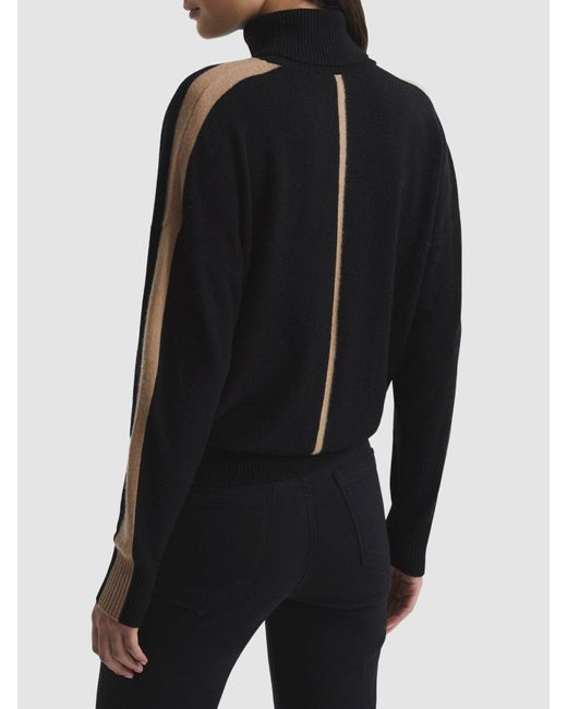 Reiss Black Nova Colourblock Knitted Roll Neck Jumper