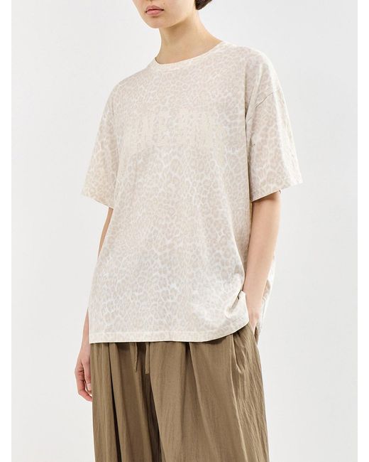 Anine Bing White Cade Leopard T-Shirt Cream
