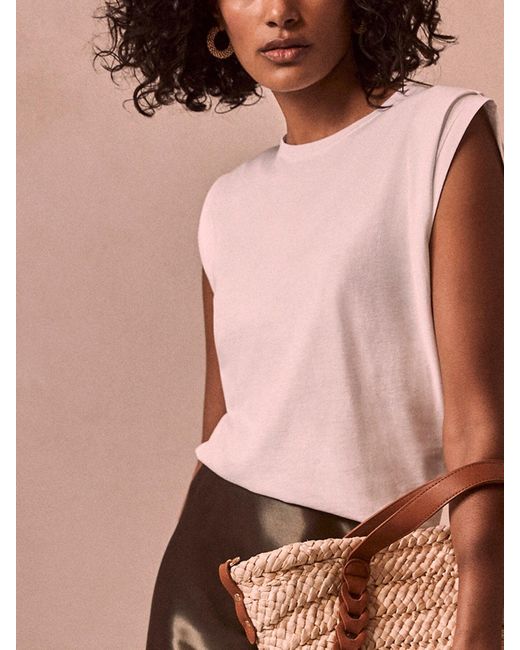 Mint Velvet White Extended Shoulder T-Shirt