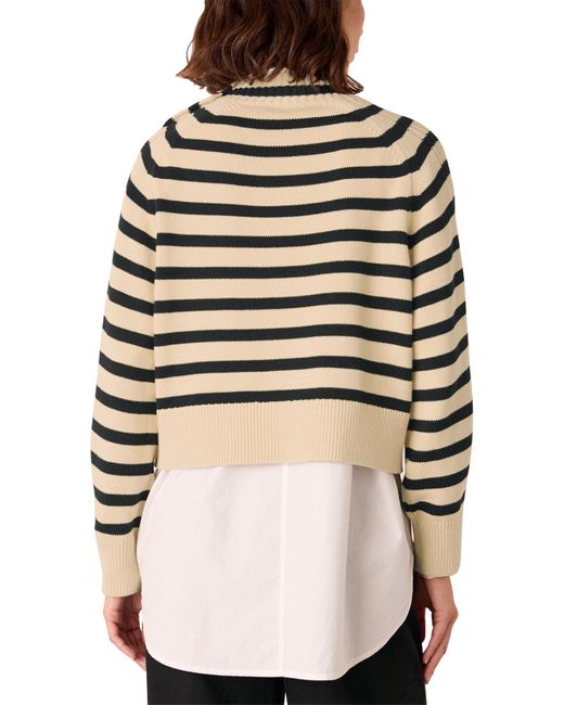 Whistles Multicolor Stripe Detail Knit, Cotton