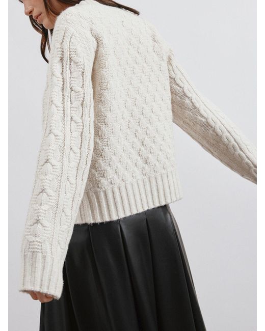 Albaray White Cable Crew Neck Jumper