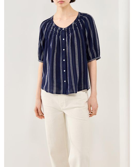 Rails Blue Rix Short Sleeve Button Down Shirt Stripe