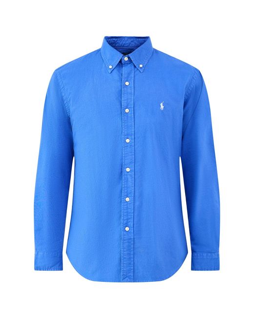 Polo Ralph Lauren Blue Custom Fit Oxford Shirt for men