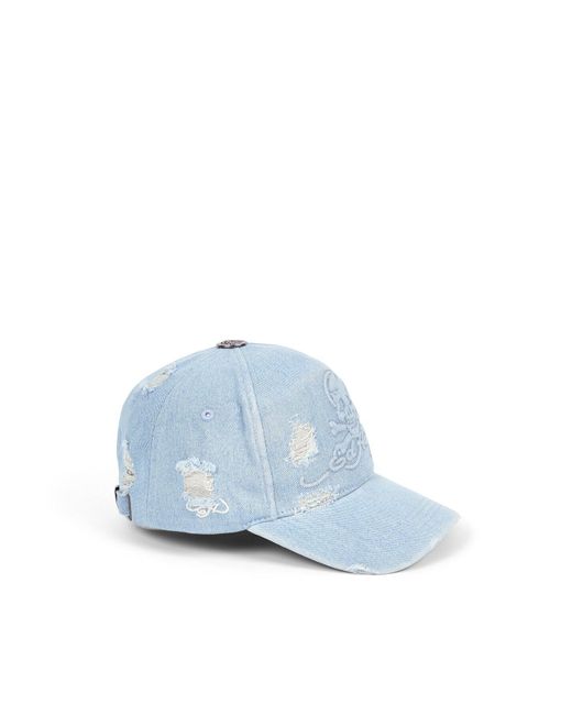 Ed Hardy Blue Denim Embossed Skull 5 Panel Cap